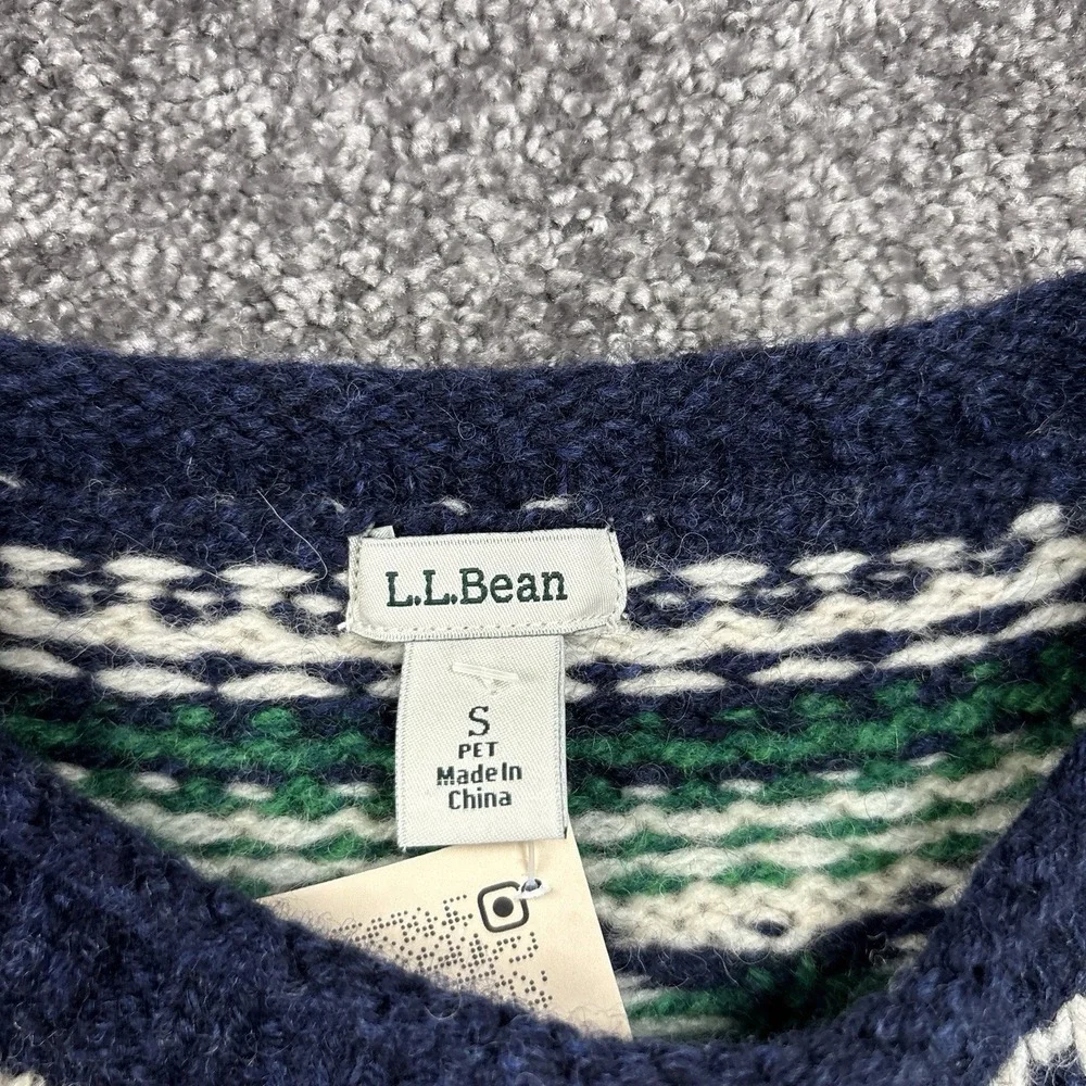 L.L. Bean Lambswool Fair Isle Sweater Womens Small Petite Nordic Knit Fisherman - Picture 6 of 10
